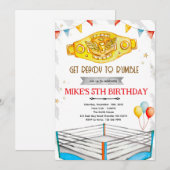 Wrestling Birthday party Invitation (Devant / Derrière)