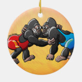 Wrestling Gorillas Keramisch Ornament (Achterkant)