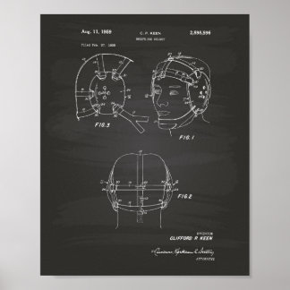 Wrestling Helmet 1959 Patent Art Chalkboard Poster