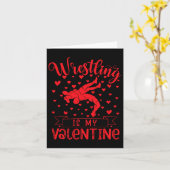 Wrestling is mijn Valentijn Rode Hart Valentijnsda Kaart (Gele Bloem)