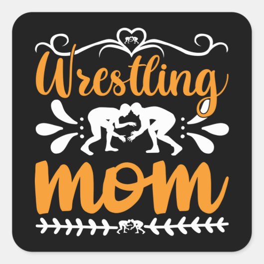 Wrestling mama vierkante sticker (Voorkant)