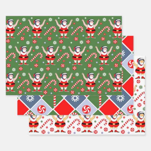 Wrestling Wrestler Holiday Gift Wrapping Paper (Set)