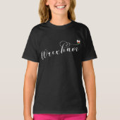 Wrexham Script Font, Welsh Flag in Heart T-Shirt (Voorkant)