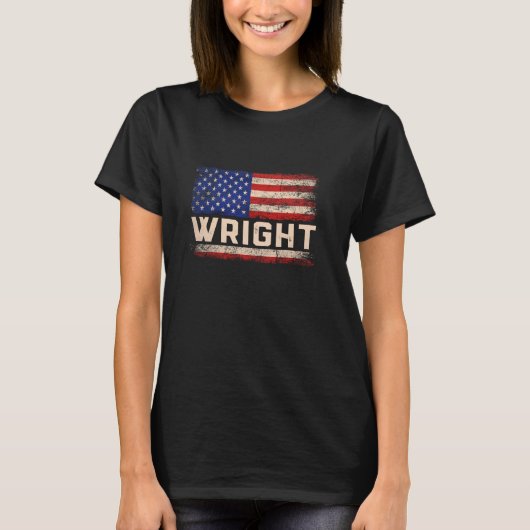 Wright Achternaam Shirt Wright Naam Amerikaanse vl (Voorkant)