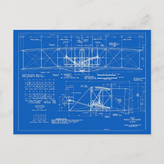 Wright Bros. "Flyer"-blauwdruk 1903 Briefkaart (Voorkant)