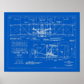 Wright Bros. "Flyer"-blauwdruk 1903 Poster