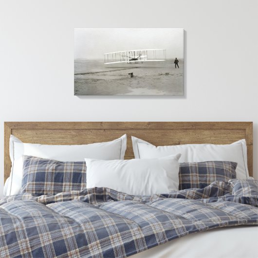 Wright Brothers Kat Hawk Eerste Vliegtuig Canvas Afdruk (Insitu (Slaapkamer))