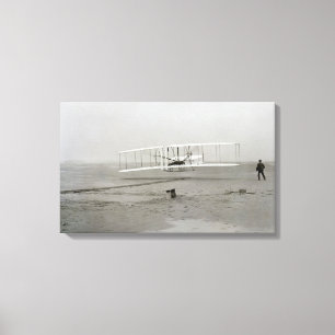 Wright Brothers Kat Hawk First Vliegvliegtuig Canvas Afdruk