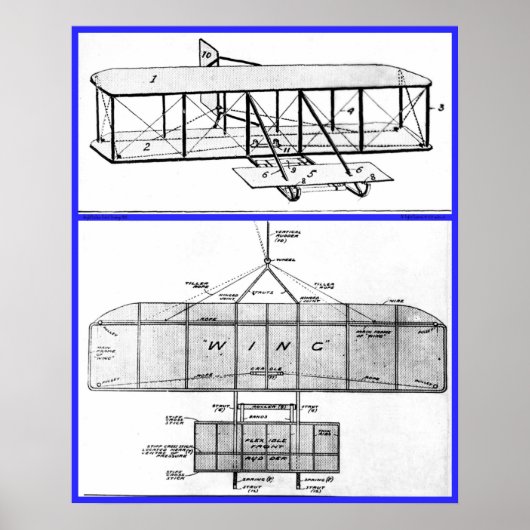 Wright Brothers Patent Drawings 1908 Poster (Voorkant)
