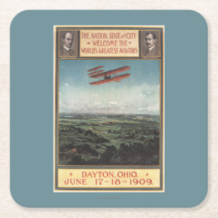Wright Brothers Plane Vierkante Kartonnen Onderzetter