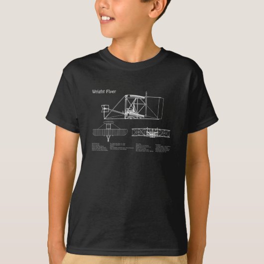 Wright Flyer - Vliegtuig Blauwdruk Tekenplannen PD T-shirt (Voorkant)