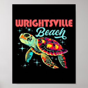 Wrightsville Beach NC Artistiek Zee Schildpad Retr Poster