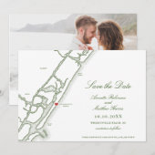 Wrightsville Beach NC Carte Forest Green Mariage (Devant / Derrière)