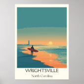 Wrightsville Beach NC Surfer Beach Sunset Poster (Voorkant)