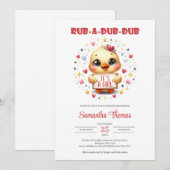 Wrijf een dub dub schattig baby eend meisje kaart (Voorkant / Achterkant)