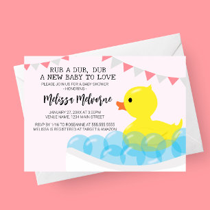 Wrijf een dub, rubber eendje Baby shower Kaart