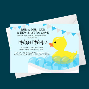 Wrijf een dub, rubber eendje Baby shower Kaart