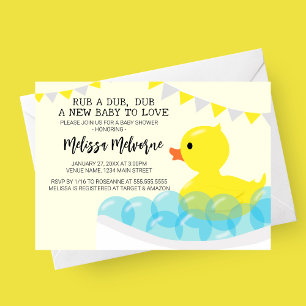 Wrijf een dub, rubber eendje Baby shower Kaart