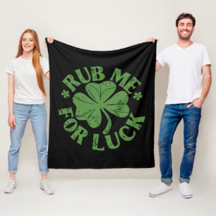 Wrijf Me Voor Geluk St. Patrick's Day Klaver Fleece Deken