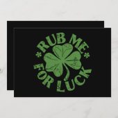 Wrijf me voor geluk St Patrick's Day Shamrock Kaart (Voorkant / Achterkant)