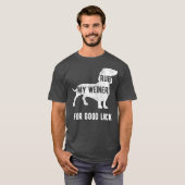 Wrijf mijn Weiner Hond voor veel geluk Funny Dasch T-shirt (Voorkant volledig)