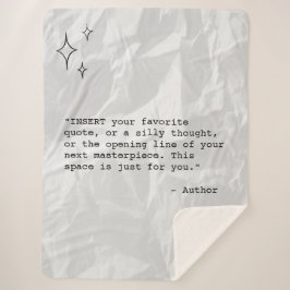Wrinkled Paper with Custom Quote and Stars Sherpa Deken