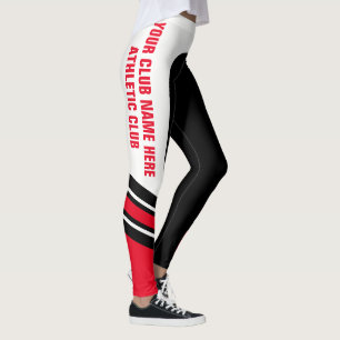 "Write Jouw naam" Black/White/Red Leggings