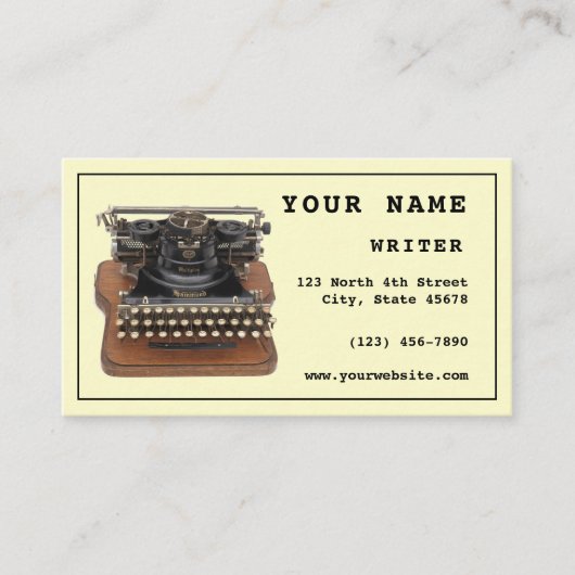 Writer Antiek typemachine Sjabloon Visitekaartje (Voorkant)