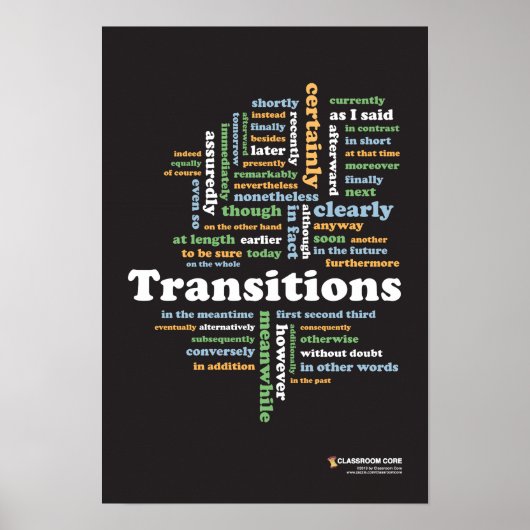 Writing Transitions 13" x 19" Classroom Poster (Devant)
