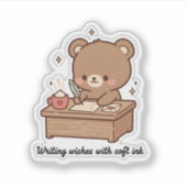 Writing Wishes with Soft Ink | Cute Bear Writing  Sticker (Voorkant)