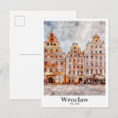 Wroclaw Polen Kunst Reizen Waterverf Hand getekend Briefkaart (Voorkant / Achterkant)