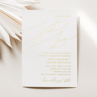 Wronkzinnig script niets Fancy gewoon liefdeshuwel Folie Uitnodiging