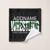 Wruiend team ADD-TEKST School Varsity Wrestler Bad Handdoek (Wasdoekje)