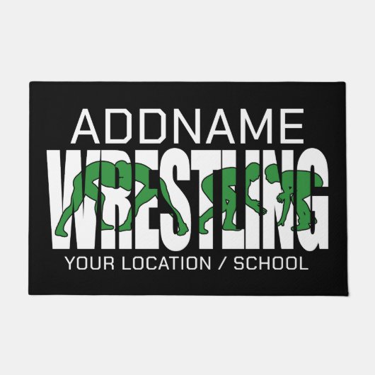 Wruiend team ADD-TEKST School Varsity Wrestler Deurmat (Voorkant)