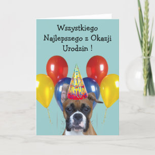 Wszystkiego Najlepszego boxer dog wenskaart Kaart