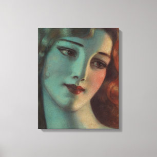 WT Benda Beauful Art Deco Lady Diptych Canvas Afdruk
