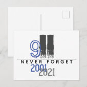 WTC 911 Grijs Nooit Vergeten 20ste Verjaardag Briefkaart (Voorkant / Achterkant)