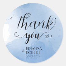 Wtercolor Blue Wedding Hartelijk dank voor uw Stic