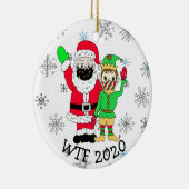 WTF 2020 Santa en Elf in de Facemask Keramisch Ornament (Rechts)