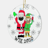 WTF 2020 Santa en Elf in de Facemask Keramisch Ornament (Links)