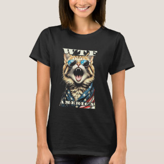 WTF America Angry Cat Lover Amerikaanse Vintage US T-shirt
