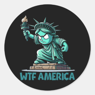 WTF Amerika Anti-Trump Politieke en Democratie Ronde Sticker