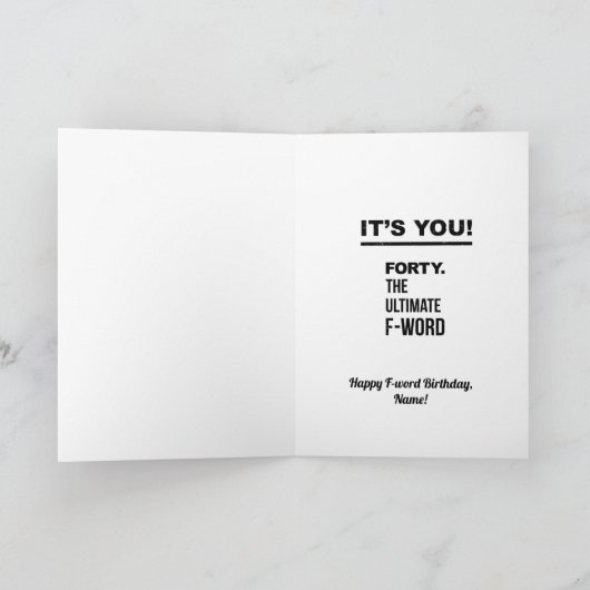 WTF, die 40 wordt, Grappige 40e verjaardag Kaart (Binnen)