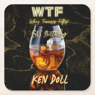 WTF Vijftig Mannen Vierkante Kartonnen Onderzetter