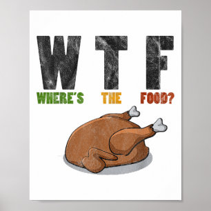 WTF waar het eten- Grappige grap Thanksgiving Poster