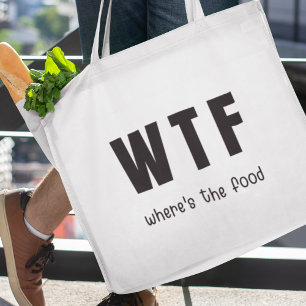 WTF Waar is de Food Grappige Herbruikbare Kruideni Tote Bag