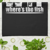 WTF waar is de vis grappig vissen Theedoek (Gevouwen)