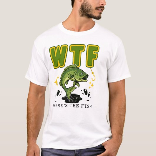WTF Where’s The Fish Funny Fishing Shirt (Voorkant)