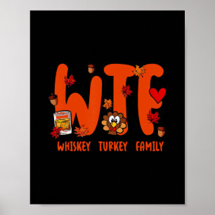 Wtf Wijn Kalkoen Familie Pompoen Bladeren Herfst D Poster