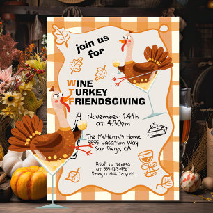 WTF Wine Turkey Friendsgiving Thanksgiving Kaart
